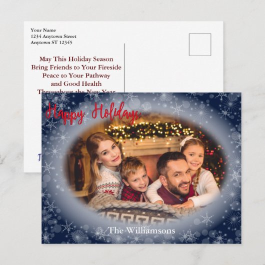 prettige feestdagen Snowy Blue Photo Lijst Kerstmi Briefkaart (Voorkant / Achterkant)