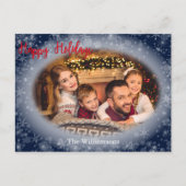 prettige feestdagen Snowy Blue Photo Lijst Kerstmi Briefkaart (Voorkant)