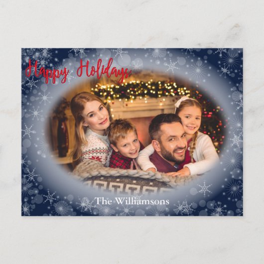 prettige feestdagen Snowy Blue Photo Lijst Kerstmi Briefkaart (Voorkant)