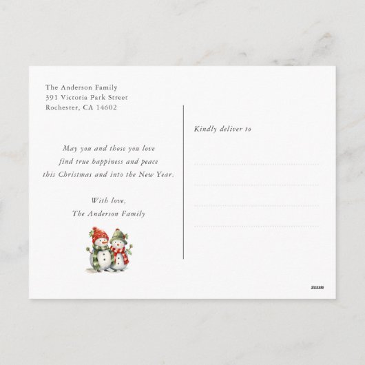 Prettige feestdagen Snowy Forest Snowmen (Achterkant)