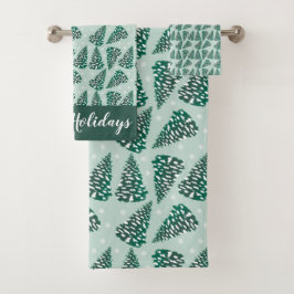 prettige feestdagen Snowy kerstboompatroon Bad Handdoek