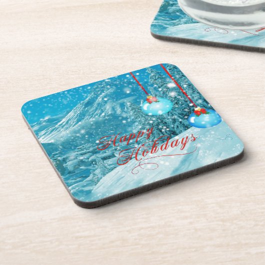 prettige feestdagen Snowy Winter Village Drankjes Onderzetter (Linkerzijde)