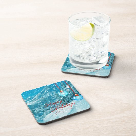 prettige feestdagen Snowy Winter Village Drankjes Onderzetter (Rechterzijde)