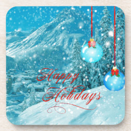 prettige feestdagen Snowy Winter Village Drankjes Onderzetter