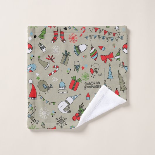 prettige feestdagen Song Birds en Snowman Bad Handdoek (Wasdoekje)