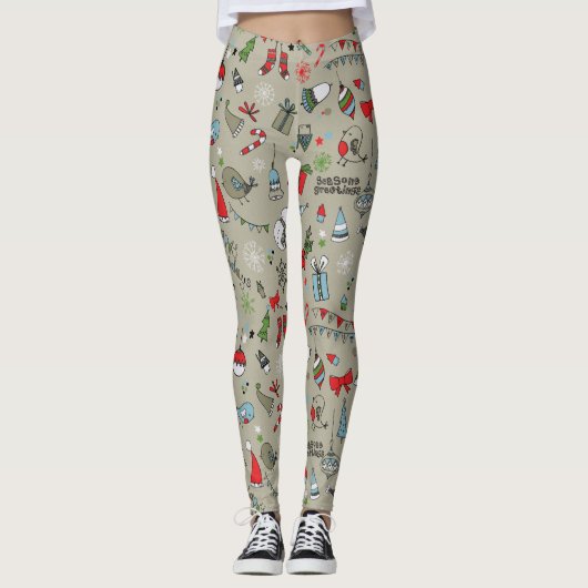 prettige feestdagen Song Birds en Snowman Leggings (Voorkant)