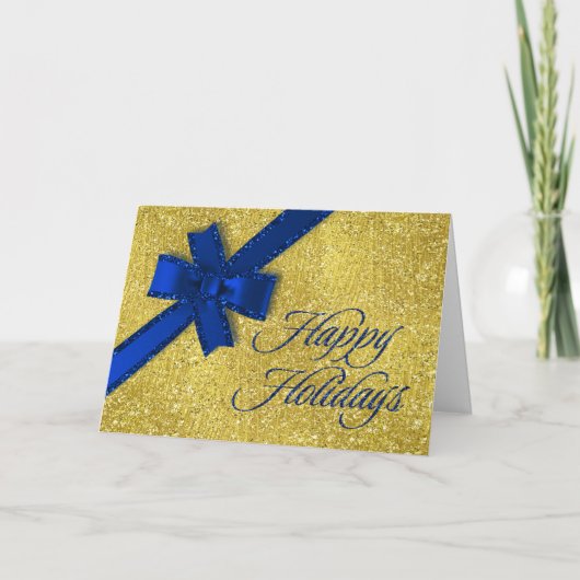 prettige feestdagen Sparkly Gold Royal Blue Glitte (Voorkant)