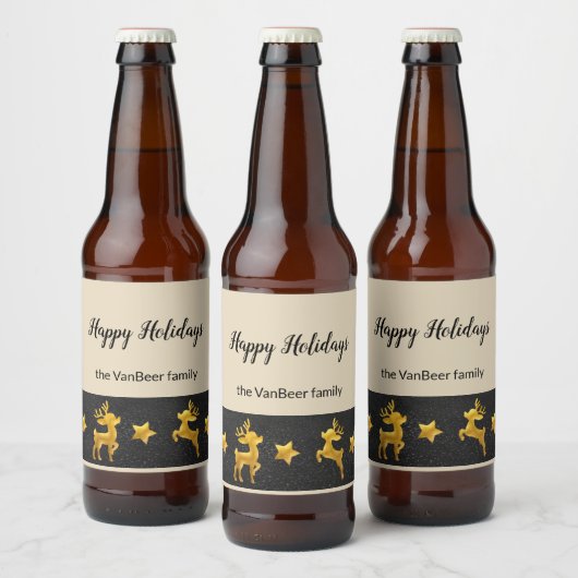 prettige feestdagen speciaal gepersonaliseerde gou bier etiket (Flessen)