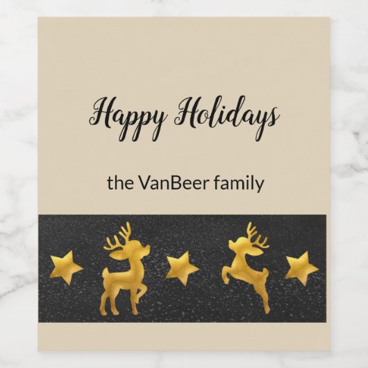 prettige feestdagen speciaal gepersonaliseerde gou wijn etiket (Enkel label)