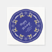 Prettige feestdagen springende rendieren servet (Voorkant)