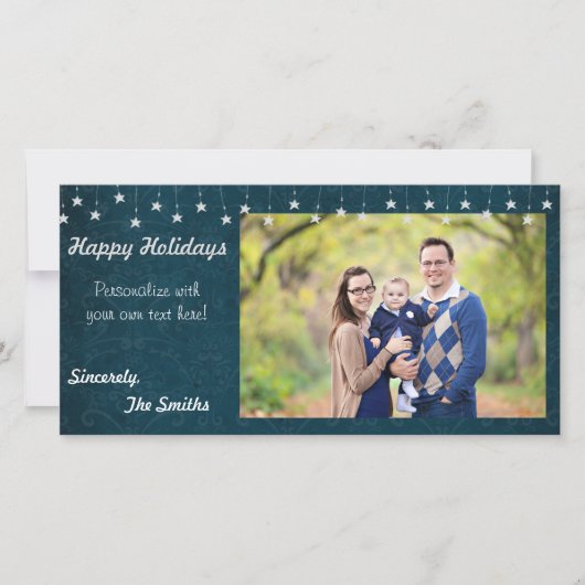 prettige feestdagen  Star Lights Blue 8x4 Feestdagenkaart (Voorkant)