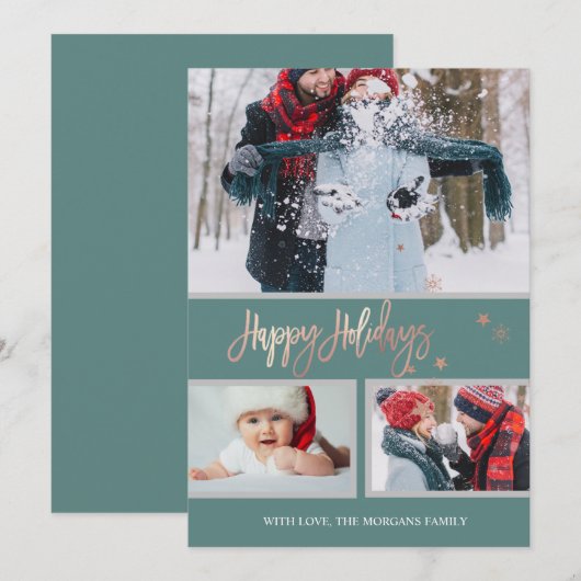 prettige feestdagen Stars Merry kerstfoto Collage Aankondiging (Voorkant / Achterkant)