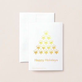 Prettige feestdagen ₩ Sterren Boom Kerstmis Folie Kaarten