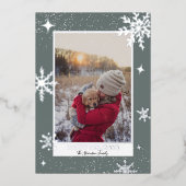 prettige feestdagen sterren sneeuwblauwe foto (Voorkant)