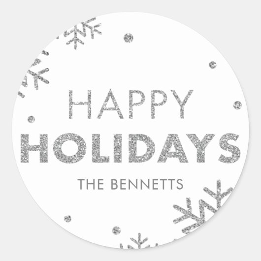 Prettige feestdagen Sticker Faux Silver (Voorkant)