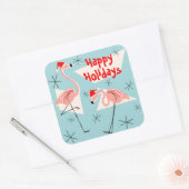 Prettige feestdagen sticker Flamingo Santas Blauw (Envelop)
