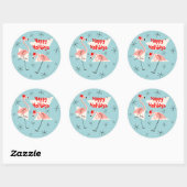 Prettige feestdagen sticker Flamingo Santas Blauw (Vel)