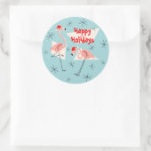 Prettige feestdagen sticker Flamingo Santas Blauw (Tas)