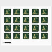 Prettige feestdagen Sticker Groen, goud verlicht T (Vel)