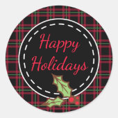 Prettige feestdagen Sticker Red Plaid (Voorkant)