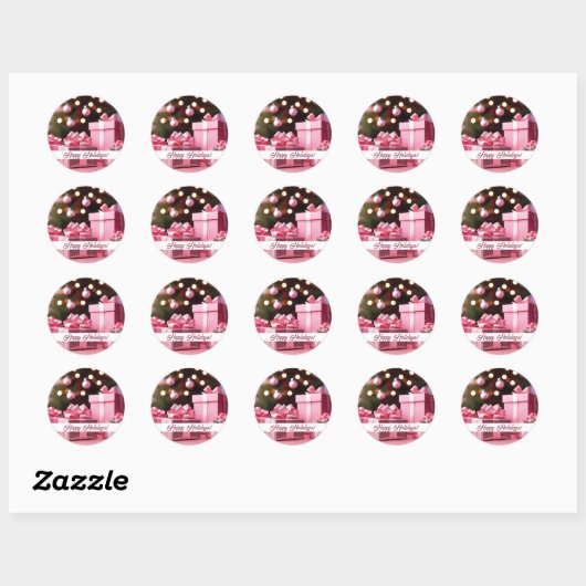Prettige feestdagen Sticker Roze Thema (Vel)