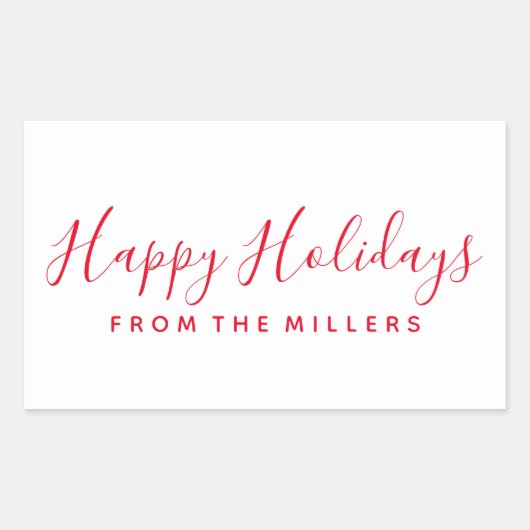 prettige feestdagen Sticker Script Red op maat (Voorkant)