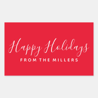 prettige feestdagen Sticker Script Red op maat