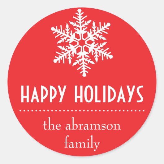 Prettige feestdagen Sticker Sneeuwvlok (Voorkant)