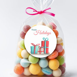 prettige feestdagen stickers met cadeaus voor bedr