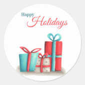 Prettige feestdagen stickers met cadeaus voor zake (Voorkant)