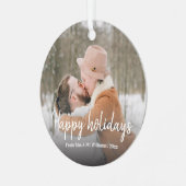 prettige feestdagen, stijlvol handschrift, nieuwig metalen ornament (Voorkant links)