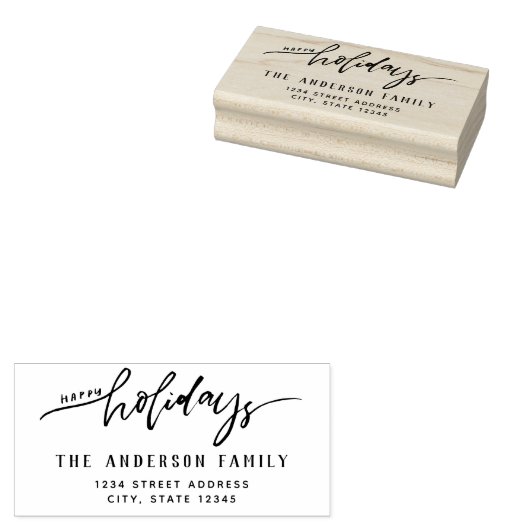 Prettige feestdagen Stijlvol script Rubberstempel (Gestempeld)