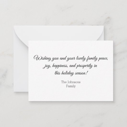 prettige feestdagen stijlvolle handschrift vakanti notitiekaartje (Achterkant)