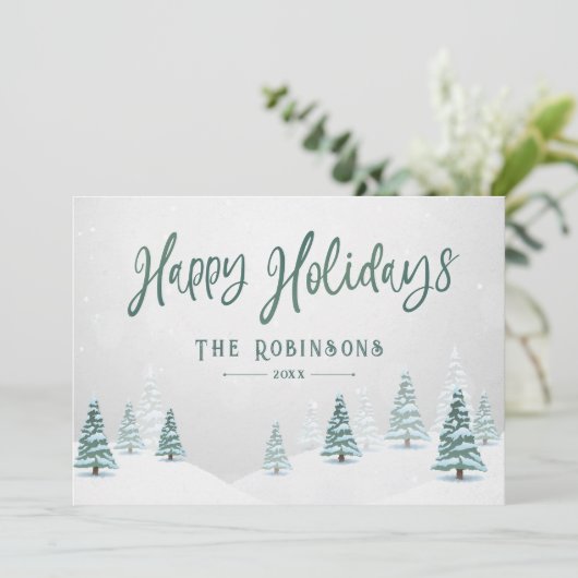 Prettige feestdagen Stijlvolle rustieke land winte Feestdagenkaart (Staand voorkant)