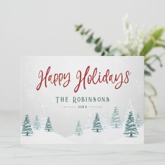 Prettige feestdagen Stijlvolle rustieke land winte Feestdagenkaart (Staand voorkant)