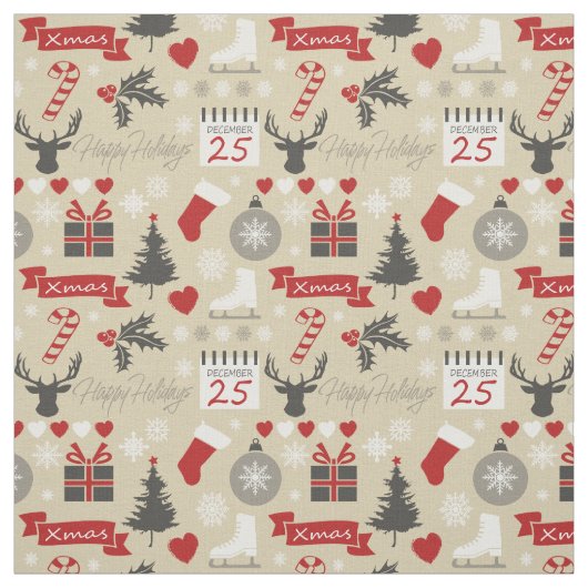 prettige feestdagen stof (Swatch)