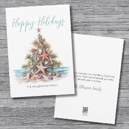 Prettige feestdagen strand kerstboom feestdagenkaart