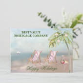 Prettige feestdagen Strand Waterverf Business Feestdagenkaart (Staand voorkant)