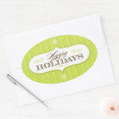 Prettige feestdagen strepen Ovale Sticker (Envelop)