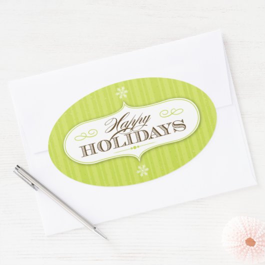  Prettige feestdagen strepen Ovale Sticker (Envelop)