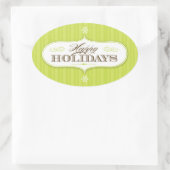 Prettige feestdagen strepen Ovale Sticker (Tas)