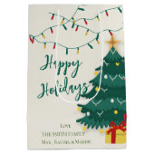 prettige feestdagen String Lights Cute Kerstmis Medium Cadeauzakje (Achterkant)