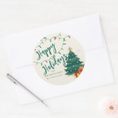 prettige feestdagen String Lights Cute Kerstmis Ronde Sticker (Envelop)