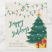 prettige feestdagen String Lights Cute Kerstmis Wijn Etiket (Enkel label)