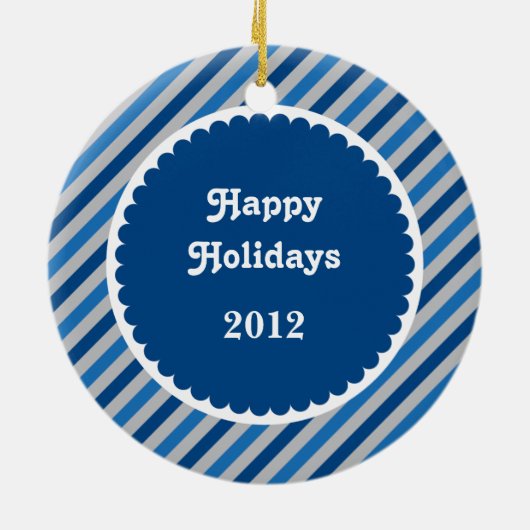 prettige feestdagen Stripes Photo Ornament (Achterkant)