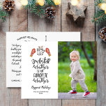 prettige feestdagen Sweater Weer Mijn favoriete fo Briefkaart<br><div class="desc">Verspreid feestvreugde met dit schattige briefkaart met de quote "Sweater Weather is My Favorite Weather" - geaccentueerd met schattige winterwanten en een mok warme chocolademelk naast je foto. De achterkant is voorzien van uw aangepaste groeten, naam en notitie (of verwijderen om ruimte te laten voor een handgeschreven notitie). Voeg ook...</div>