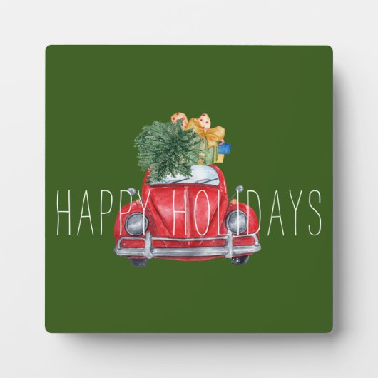 prettige feestdagen  tablet rode auto fotoplaat (Voorkant)