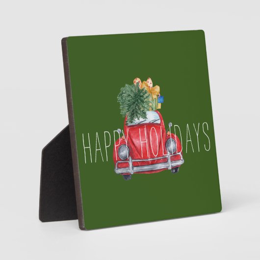 prettige feestdagen  tablet rode auto fotoplaat (Voorkant)