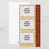 prettige feestdagen Tan/Red 3 Foto 4x8 Feestdagenkaart (Voorkant / Achterkant)