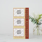 prettige feestdagen Tan/Red 3 Foto 4x8 Feestdagenkaart (Staand voorkant)